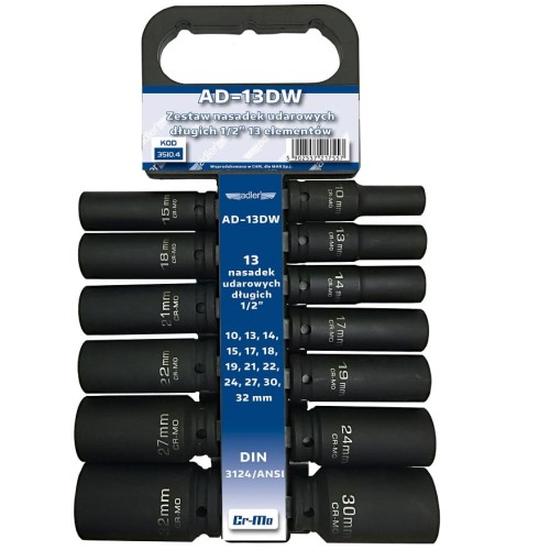 Adler AD-13DW - Zestaw długich nasadek udarowych 1/2" - 13 szt