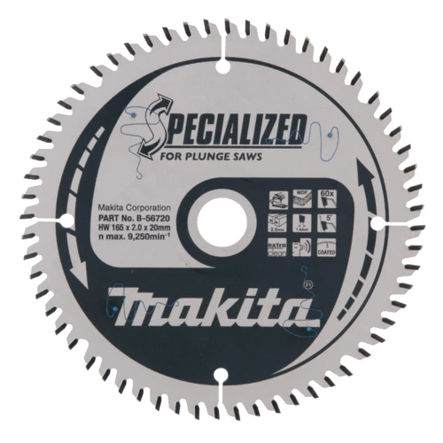 MAKITA B-56720 - Tarcza tnąca SPECIALIZED do płyt MDF i laminatu 165 x 20 mm
