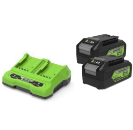 GreenWorks GSK24B4X - Zestaw startowy - ładowarka 24 V + 2 akumulatory 4 Ah
