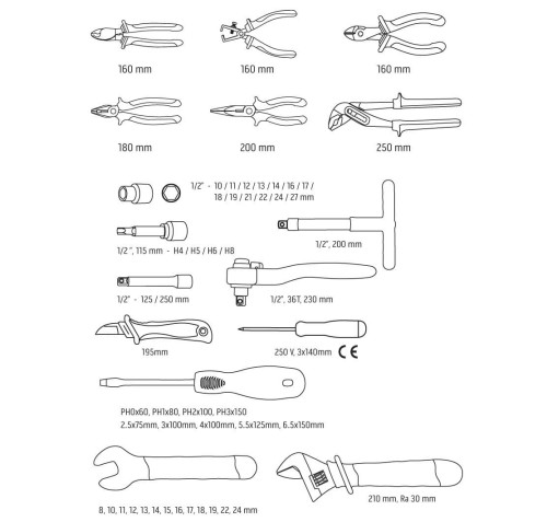 Neo Tools 01-311 - Zestaw narzędzi dla elektryka w skrzyni - 52 szt