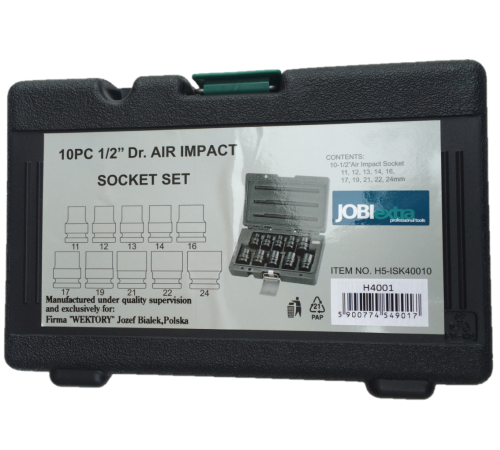 Honiton H.4001 - Zestaw nasadek udarowych 1/2" - 10 szt