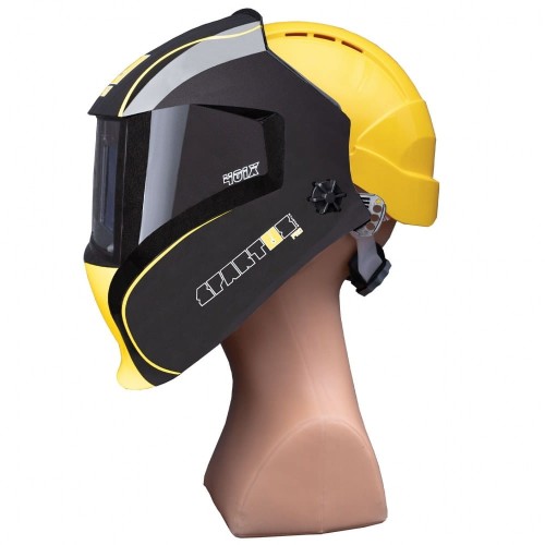 Spartus Pro 401X - Automatyczna przyłbica spawalnicza 1/1/1/1 z kaskiem i adapterem