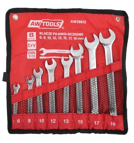 AWTOOLS AW39812 - Zestaw kluczy płasko-oczkowych 6 -19 mm - 8 szt