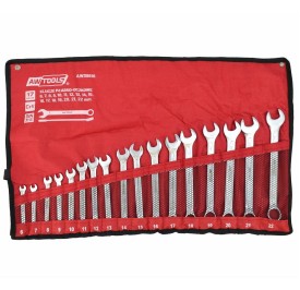 AWTOOLS AW39816 - Zestaw kluczy płasko-oczkowych 6 -22 mm - 17 szt