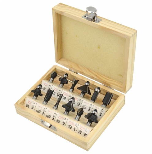 AWTOOLS AW40513 - Zestaw frezów widiowych do drewna 8 mm - 12 szt
