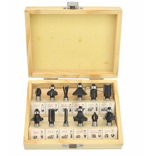 AWTOOLS AW40513 - Zestaw frezów widiowych do drewna 8 mm - 12 szt