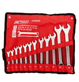 AWTOOLS AW39815 - Zestaw kluczy płasko-oczkowych 8-24 mm - 12 szt