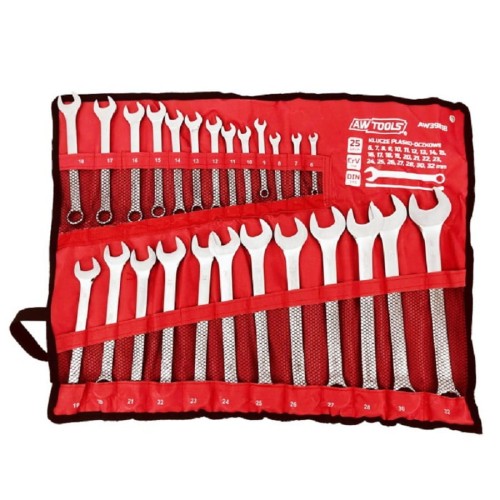 AWTOOLS AW39818 - Zestaw kluczy płasko-oczkowych 6-32 mm - 25 szt