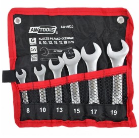 AWTOOLS AW40120 - Zestaw krótkich kluczy płasko-oczkowych 8-19 mm - 6 szt