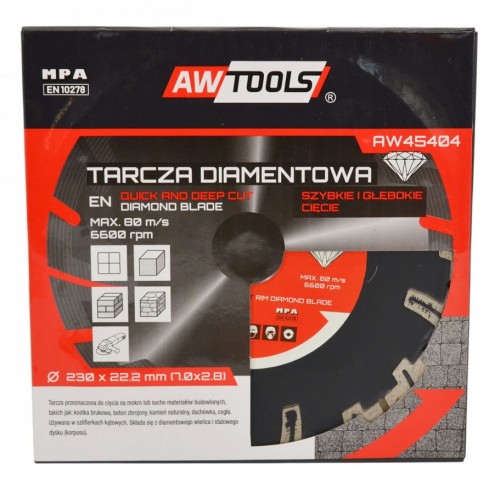 AWTOOLS AW45401 - Tarcza diamentowa segmentowa do betonu 125x22.2 mm - głębokie cięcie