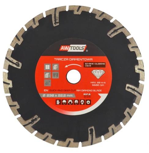 AWTOOLS AW45401 - Tarcza diamentowa segmentowa do betonu 125x22.2 mm - głębokie cięcie
