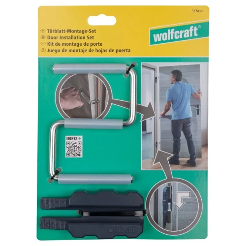 Wolfcraft WF3674000 - 3-częściowy zestaw do montażu skrzydła drzwiowego