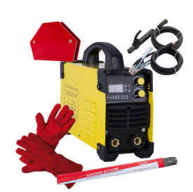 MAGNUM SNAKE 225 - Spawarka + rękawice spawalnicze + kątownik magnetyczny + Elektrody rutylowe - łatwospawalne