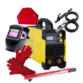 MAGNUM SNAKE 225 - Spawarka + przyłbica samosciemniajaca + rękawice spawalnicze + kątownik magnetyczny + Elektrody rutylowe - łatwospawalne