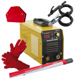 MAGNUM SNAKE 200PS - Spawarka + rękawice spawalnicze + kątownik magnetyczny + Elektrody rutylowe - łatwospawalne