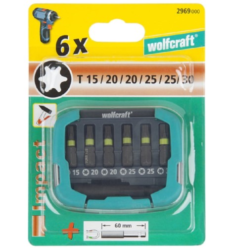 Wolfcraft WF2969000 - Zestaw bitów udarowych Torx + uchwyt magnetyczny