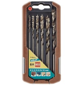 Wolfcraft WF7120000 - Zestaw wierteł  spiralnych HSS do drewna - 6 szt