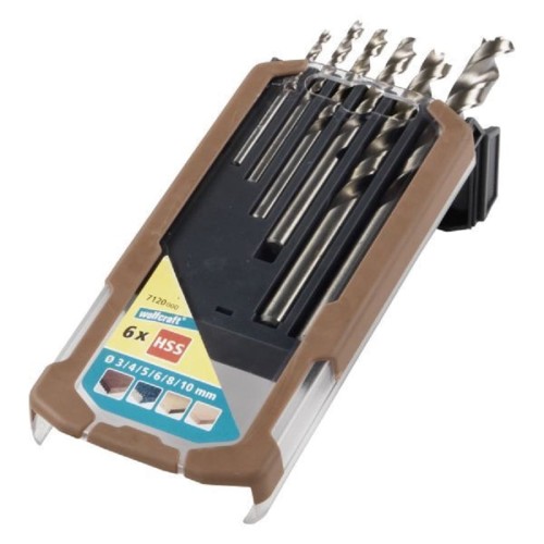 Wolfcraft WF7120000 - Zestaw wierteł  spiralnych HSS do drewna - 6 szt