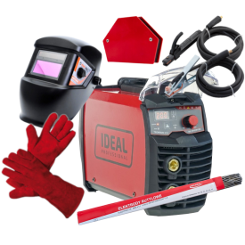 IDEAL TECNOARC 211 IGBT DIGITAL - Spawarka inwertorowa + przyłbica samościemniająca + rękawice spawalnicze + kątownik magnetyczny + Elektrody rutylowe - łatwospawalne 1 kg