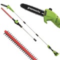 Greenworks GD40PSH - Akumulatorowe Nożyce do żywopłotu + Pilarka na wysięgniku 40 V