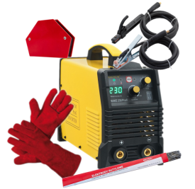 Magnum SNAKE 230 PRO - Spawarka inwertorowa + rękawice spawalnicze + kątownik magnetyczny + Elektrody rutylowe - łatwospawalne