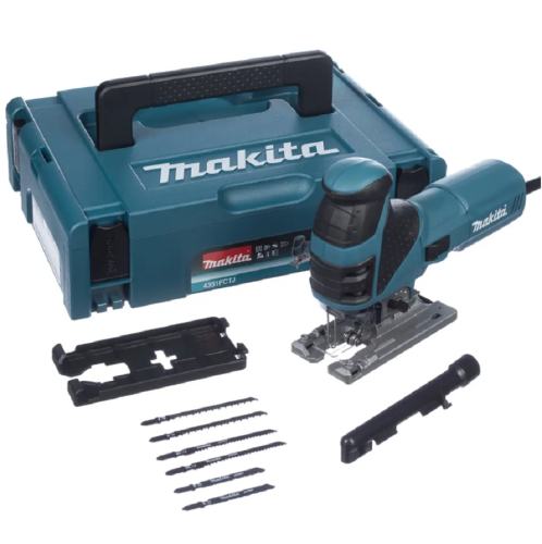 MAKITA 4351FCTJ - Wyrzynarka sieciowa z podcinaniem z walizką MAKPAC + brzeszczoty