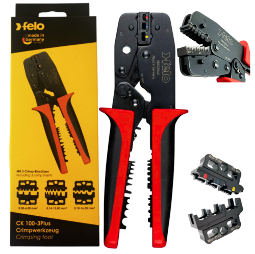 Felo FL58322040 - Zaciskarka do tulejek kablowych 0.10 - 16 mm2 z 3 wymiennymi szczękami