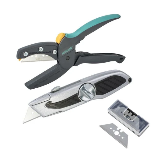 Wolfcraft WF4325000 - Zestaw do cięcia (nożyce + nóż + ostrza trapezowe)