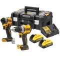 DEWALT DCK2051H2T - Zestaw combo zakrętarka udarowa 1/4" DCF850 + wiertarko-wkrętarka DCD800