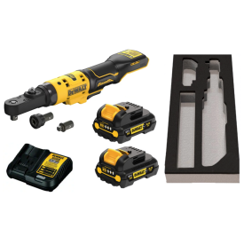 DEWALT  DCF500L2G - Akumulatorowa grzechotka z adapterami 1/4". 3/8".1/2" 12 V