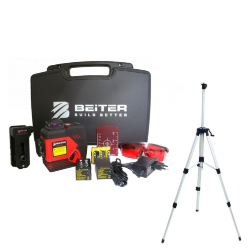 Beiter BART-3D -Laser krzyżowy czerwony Beiter - zestaw Akumulator + statyw 150 cm z ruchomą głowicą