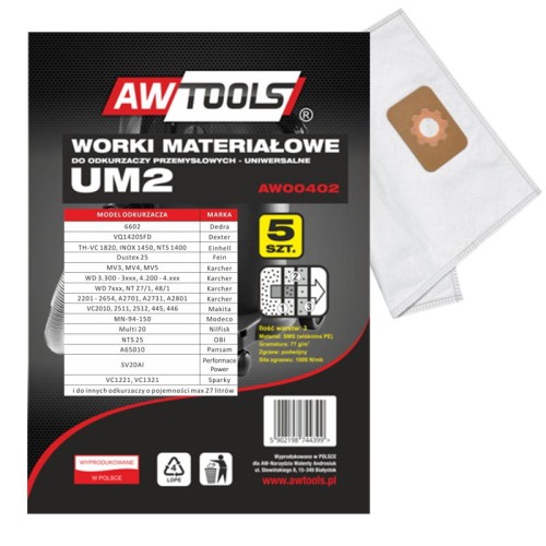 AWTOOLS AW00402- Worki z mikrowłókniny kpl. 5szt