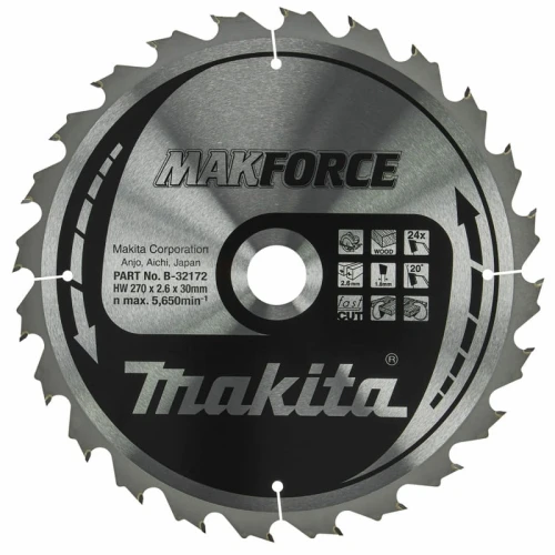 MAKITA B-32172 - Piła tarczowa do drewna 270x30x24z