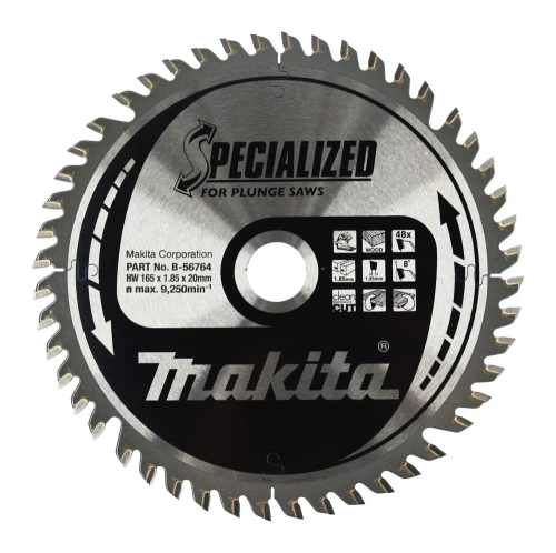 MAKITA B-56764 - Tarcza tnąca do dokładnego cięcia drewna Specialized T.C.T/ 165x20 mm/ 48 Z