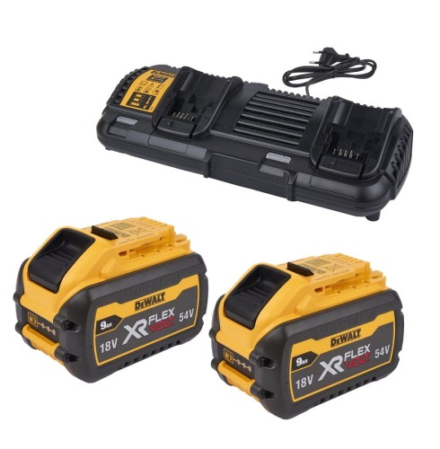 DeWalt DCB132X2 - Zestaw zasilający 2x akumulator 18/54V / 9/3 Ah + ładowarka dwuportowa DCB132