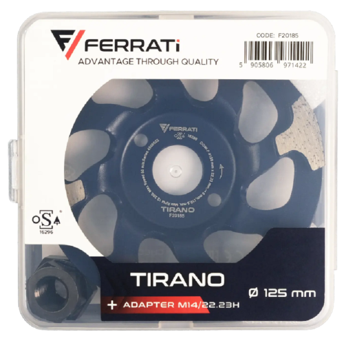 Ferrati TIRANO - Szlifująca tarcza diamentowa garnkowa do betonu DGW-F 125x22.23 MM