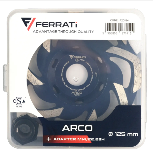 Ferrati ARCO - Szlifująca tarcza diamentowa garnkowa do betonu DGW-F 125x22.23 MM