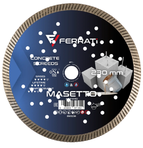 Ferrati MASETTO - Tarcza diamentowa tnąca Turbo do betonu 230x22.23 mm