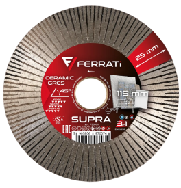 Ferrati SUPRA - Diamentowa tarcza tnąca i szlifująca do ceramiki i kamienia 115x22.23 mm