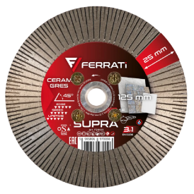 Ferrati SUPRA - Diamentowa tarcza tnąca i szlifująca do ceramiki i kamienia M14F / 125x22.23 mm