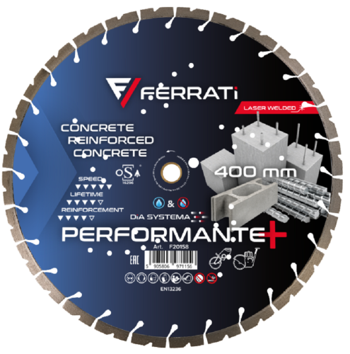 Ferrati PERFORMANTE+ - Diamentowa tarcza tnąca do betonu 400x25.4-F4 mm