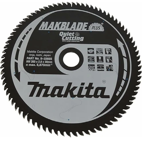 Makita B-32655 - Tarcza tnąca do drewna 260x30x80z MAKBLADE