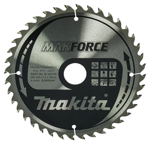 Makita B-32340 - Tarcza tnąca do drewna 190x30x40z MAKFORCE