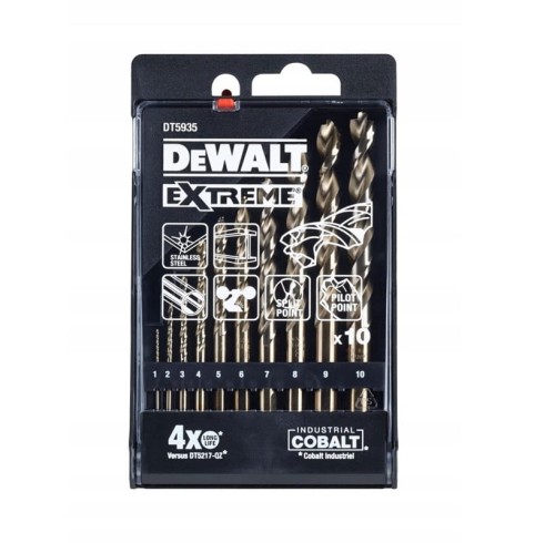 DeWalt DT5935-QZ - Zestaw wierteł Kobalt do metalu 1-10mm 10szt.