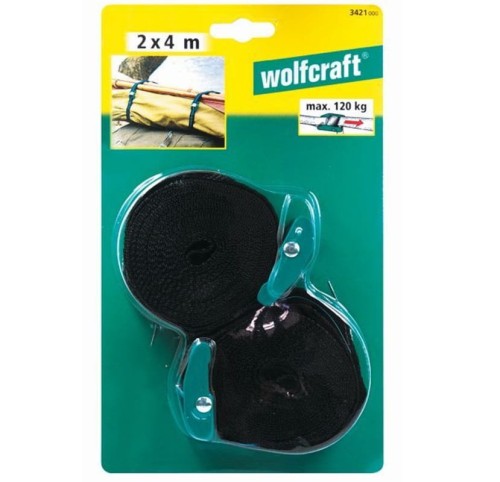 Wolfcraft WF3421000- Zacisk taśmowy 4 m/120 kg z klamrami sprężynowymi 2 szt.