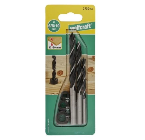 Wolfcraft WF2730000- Wiertła do połączeń kołkowych 6. 8.10 mm 3szt