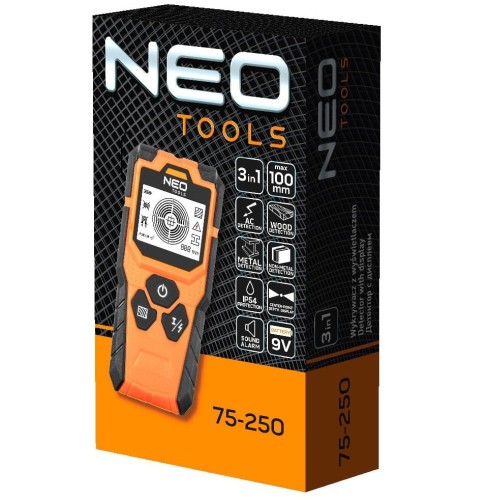 Neo Tools 75-250 - Wykrywacz z wyświetlaczem 3w1