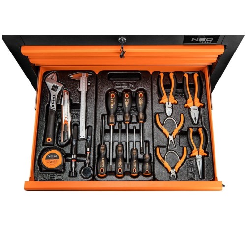 Neo Tools 84-221-9 - Szafka warsztatowa - 6 szuflad z osprzętem - 149 elementów
