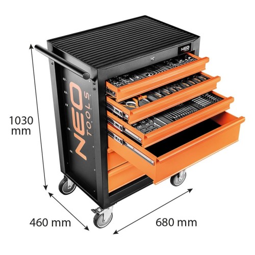 Neo Tools 84-221-9 - Szafka warsztatowa - 6 szuflad z osprzętem - 149 elementów