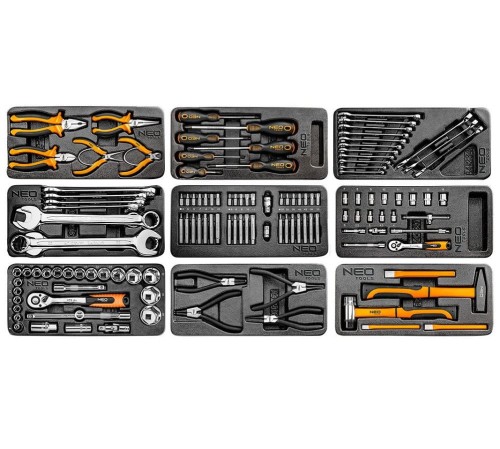 Neo Tools 84-222-9 - Szafka warsztatowa - 7 szuflad z osprzętem - 129 elementów